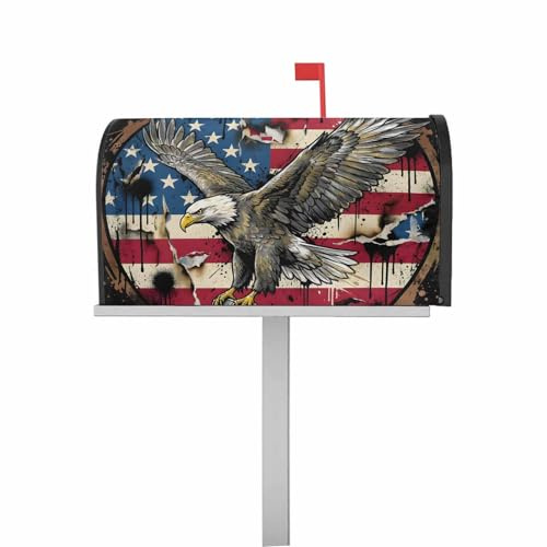 Hsqirky Retro Eagle USA Flag Mailbox Covers Magnetic Standard Size, Independence Day American Flag Magnetic Mailbox Covers for Garden Outdoor Decorations, Wraps Post Letter Box Cover, 18.5 x 21.7