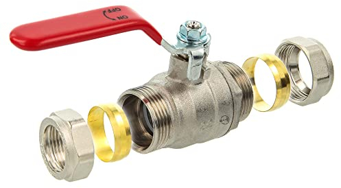 tecuro-Kugelhahn Ø 22 mm mit Klemmringverschraubung für Kupfer- und Edelstahlrohre - Temperaturbereich -10°C bis +150°C, Messing