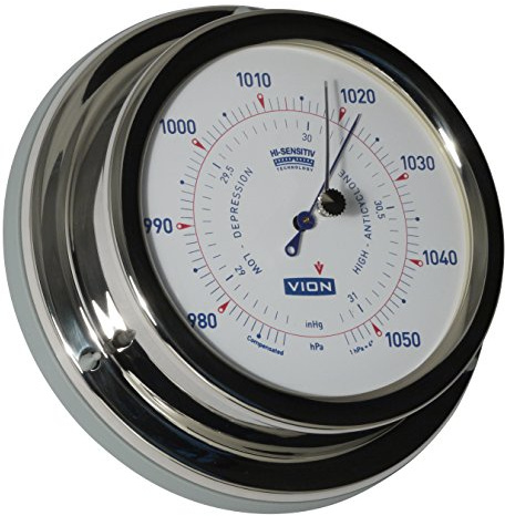 Delite Marine Barometer with 127 mm Wall Flange, Stainless Steel