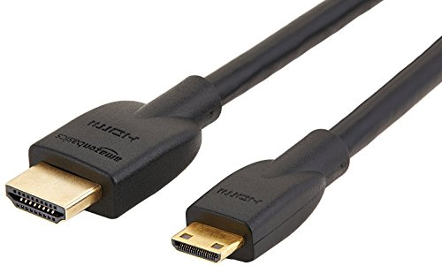 Amazon Basics Cavo da mini HDMI (sorgente) a HDMI (display) ad alta velocità, 1.8 m, Nero ( non compatibile con Micro HDMI 6 x 2,3 mm, Micro USB o USB Tipo-C)
