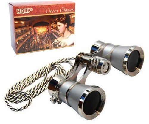 HQRP 3 x 25 Opernglas/Theaterglas Klassisches mit silberem Halskette von mit Neue Technologie Kristallklar Optik (KKO)