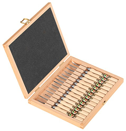 KIRSCHEN Werkzeuge 5414000 | 14-teiliger Zierschnitzsatz im Holzkasten