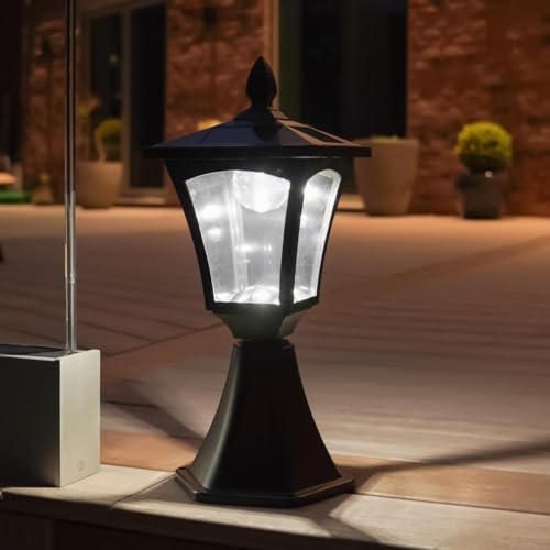Festive Lights 42cm klassische Außen Solar Leuchte, schwarz, weiße LEDs, Solarleuchte Garten, Solar Laterne schwarz