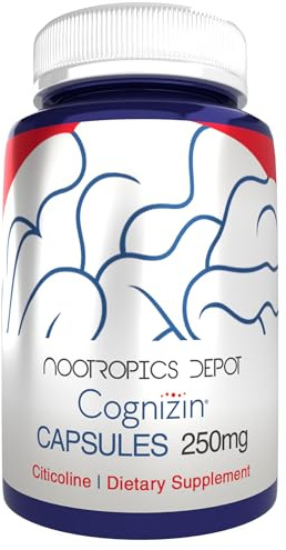 Nootropics Depot Cognizin Citicoline Capsules | 60 Count | Choline Supplement | Brain Health Supplement | Regulates Memory and Cognitive Function | Supports Attention, Focus and Recall