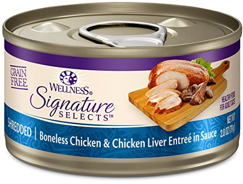 Wellness CORE Signature Selects Shredded Adult Wet Cat Food, Natural, Protein-Rich, Grain Free, 2.8 Ounce, 12 Pack (Chicken & Chicken Liver)