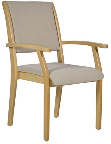 DEVITA - Seniorenstuhl Pflegestuhl Kerry - Verschiedene Sitzhöhen wählbar von 43 cm bis 55 cm (55 cm Sitzhöhe, Holz: Buche hell - Bezug: 144 Microfaser Sand)