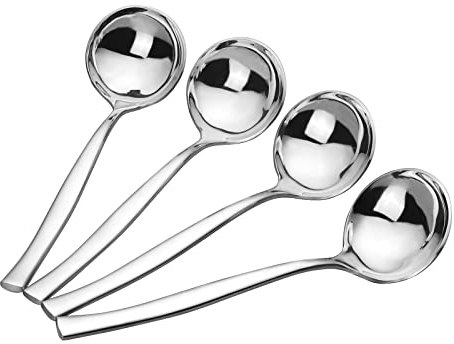 Pekky Lot de 12 cuillères à soupe rondes en acier inoxydable