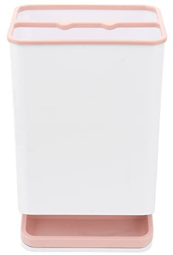 DOITOOL 6 Hole Umbrella Holder with Removable Drip Tray-Umbrella Stand for Hallway-Plastic Umbrella Stand Storage Rack for Long and Short Umbrellas Home Office Use (Pink+White)