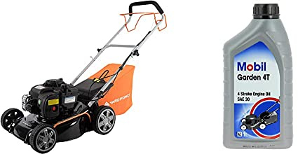 Yard Force - Tondeuse à Gazon Thermique 125cc - Largeur de Coupe 41cm avec Moteur à Essence Briggs & Stratton 300E & Mobil Garden Oil 4T, 1L