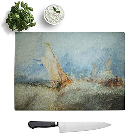 Ship at Sea by Joseph Mallord William Turner - Textured Chopping Board - Worktop Saver - Cutting Board - Heat Resistant, Shatterproof and Hygenic - 28.5 x 20 cm