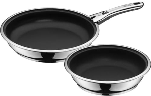 WMF Click&Serve Pfannenset 3-teilig, Bratpfanne 28 cm 24, mit abnehmbarem Griff, Induktion, Cromargan Edelstahl beschichtet, backofenfest