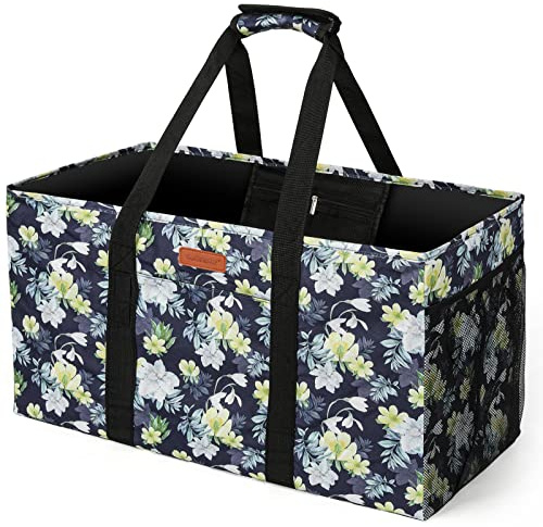 WONDAY Extra Large Reusable Grocery Bag Carrier with Handle, Thirty One Utility Tote Foldable for Shopping and Beach
