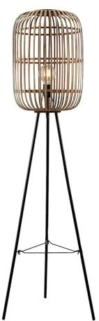 Lindby Tripod Stehlampe Canyana (Landhaus, Vintage Rustikal) aus Holz (1 flammig E27) - Stehleuchte Floor Lamp Standleuchte Wohnzimmerlampe Wohnzimmerleuchte