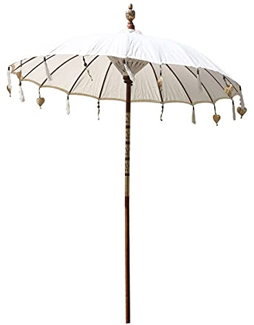 Oriental Galerie Bali Sonnenschirm Balinesischer Schirm Garten Baumwolle Handarbeit ideal für Balkon Dekoschirm 2-teilig ca. 130 Ø cm Variante