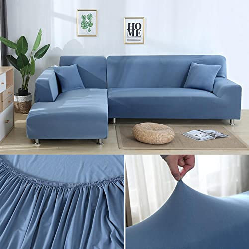 MicroMall Einfarbige Sofabezug für Wohnzimmer, elastische Eckcouch Chaiselongue Schonbezüge Stuhlschutz