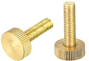 sourcing map Knurled Thumb Screws, M8x30mm Flat Brass Bolts Grip Knobs Fasteners for PC, Electronic, Mechanical 2Pcs