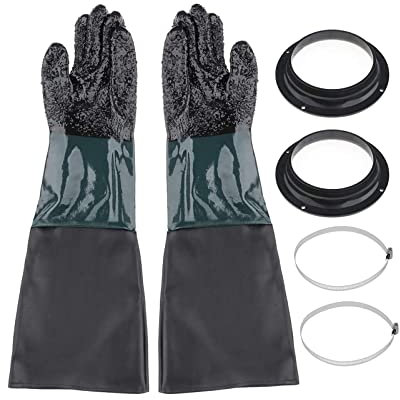 TINGSING 1 Pair Sandblasting Cabinet Gloves 23.6,Blast Protection, with 2 Glove Holders,Safety Work Gloves