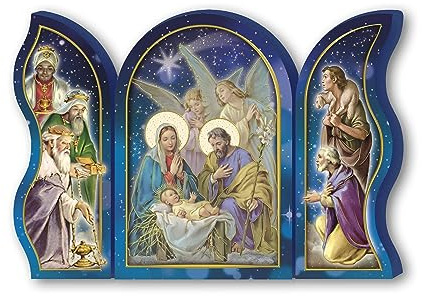 Fratelli Bonella | Trittico devozionale in legno della Natività 6x9cm | Made in Italy