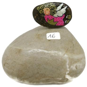 Andys Steinwelt Grabschmuck ca. 11-14 cm mit Schutzengel Stein und Wunschtext personalisierbar - Grabsteine für Kindergrab - Trauersteine für Sternenkinder oder Urnengrab - (Stein Nr. 16)