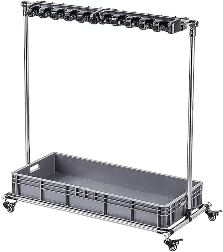 HACSYP Broom and Mop Holder, Stainless Steel Storage Rack, Movable Floor-Standing Tool Rack, for Garden Garage Schools,Factories,Hotel (Color : 8slots)