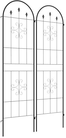 Outsunny Set of 2 Garden Trellis, Metal Trellis for Climbing Plants Support Frames, 50 x 180cm, Arrow Design