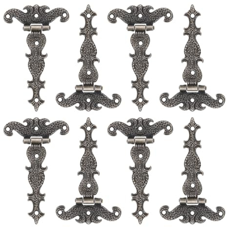 sourcing map 3.5 Inch Door Tee Hinge, 8Pcs T-Strap Hinges Retro Decorative Hinge for Wooden Fences Yard Doors Barn Gate Wooden Box, Bronze