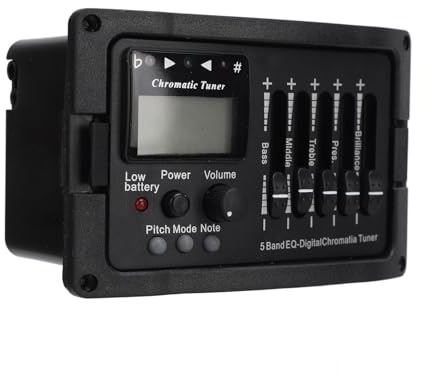 Professioneller Akustikgitarren-Equalizer, Vielseitige Klangregelung, 5-Band-Gitarren-Vorverstärker-EQ-Equalizer mit Stimmgerät, Akustikgitarren-Vorverstärker,