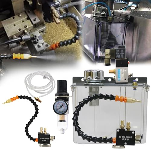 Lubrication Spray System, 3L 24V Spray Coolant Pump Oil Mist Sprayer for Air Pipe CNC Lathe Milling Drill Fully Sealed Machine Tool Cooling Sprayer for Water Diesel Oil Kerosene