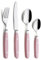 Exzact Cuberterías 24 Piezas Acero Inoxidable - con Asas de Remache artesanales/Cubiertos de Estilo Retro - 6 x Tenedores, 6 x Cuchillo, 6 x cucharas de Mesa, 6 x cucharas de té