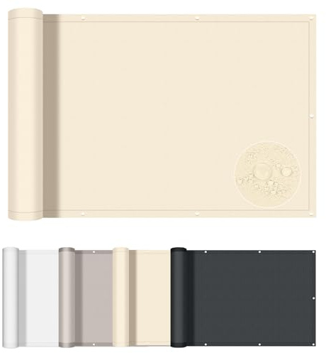 AXT SHADE Balkon Sichtschutz Wetterfest 100x600cm Balkonverkleidung Balkonabdeckung Balkonbespannung Blickdichte UV-Schutz und Windschutz mit Kabelbinder für Balkongeländer-Helles Khaki