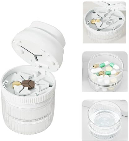 lomonmen Tablettenteiler,Tablettenteiler für Alle Tabletten Kostenlos,Tablettenschneider für Große und Kleine Tabletten,Tablettenspalter mit Ablagefach (weiß schneiden)