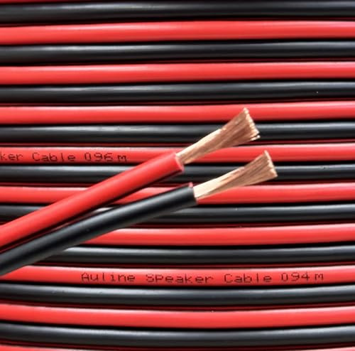 Auline 5m Red & Black Speaker Cable 105 Strand 12 AWG 3.3mm2 HiFi Audio Wire