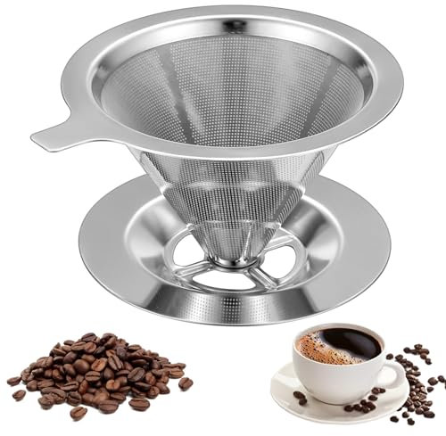 Filtro Caffe Americano Riutilizzabile, Filtro per Caffè in Acciaio Inox Caffettiera pour Macchina da Caffè Manuale
