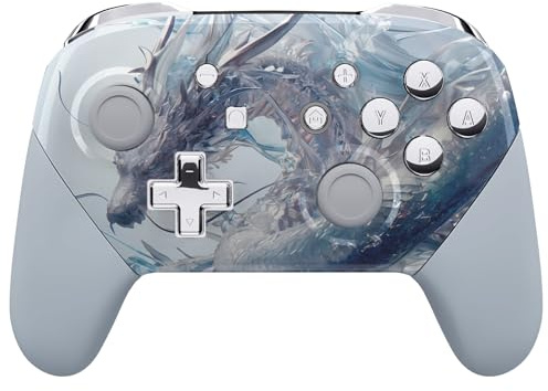 eXtremeRate Faceplate Backplate Handles for Nintendo Switch Pro Controller, The Crystal Dragon Replacement Hand Grip Housing Shell Buttons for Nintendo Switch Pro Controller - NO Controller