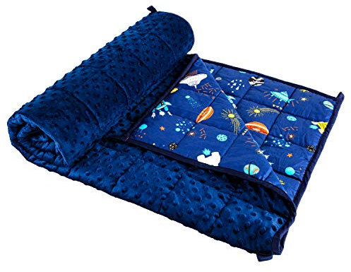 Sleepymoon Couverture Thérapeutique Lestée - Soulage le Stress et l'Anxiété - Bleu - 100 x 150 cm - 4 kg