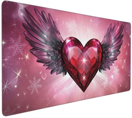 Gaming Mauspad XXL Liebe Mousepad 800x400x4mm Flügel Verlängertes Mauspad Schreibtischauflage,Genähte Kanten Mauspad,Verbessert Präzision und Geschwindigkeit Wasserdicht Geeignet für Büro und Spiele