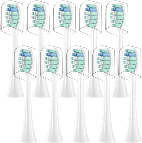 10 Stück Kompatibel mit Happybrush Eco VIBE 3 Elektrische zahnbürste Schallzahnbürste Ersatz Zahnbürste Köpfe, Passend für Happybrush Eco VIBE 3, Mit Staubabdeckung (Weiß, M)
