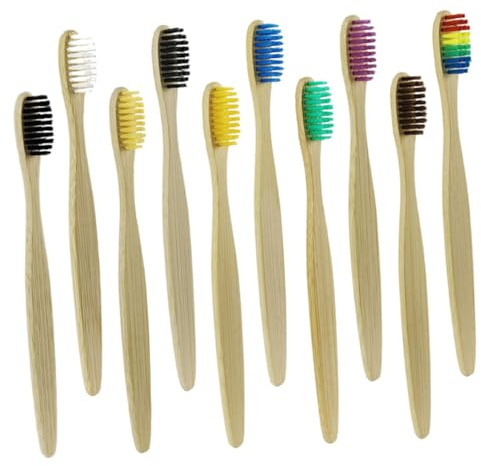 FRCOLOR 10stücke Bambuszahnbürsten Mit Weichen Borsten Praktische Zahnbürsten Für Erwachsene Tragbare Reisezahnbürste Für Unterwegs Haushaltszahnbürste Für Zähne
