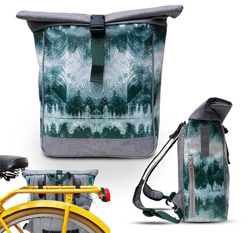 Ikuri Fahrradtasche/Rucksack Kombi Fahrradrucksack aus Plane für Gepäckträger Packtasche Wasserdicht für Frauen