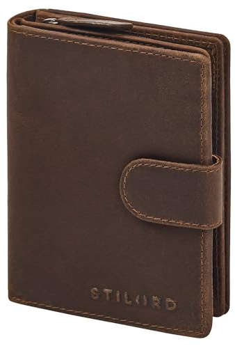 STILORD Aventus Cartera de Piel para Hombre con Protección RFID contra el Robo de Datos - Numerosas Ranuras para Tarjetas - Compartimento para Monedas con Cremallera Color:sapelli - marrón