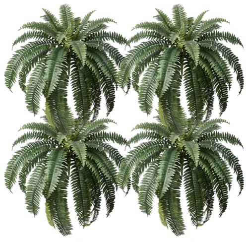 VeriNatural 4 Pezzi Felce Artificiale Grande 122cm - Piante Finte da Interno ed Esterno con Protezione UV, Piante Artificiali per 33 Foglie Decorazioni Casa, Giardino e Balcone,VN141