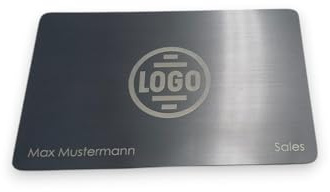 NFC Visitenkarte mit QR Code | Digitale Visitenkarte mit Druck und individueller Lasergravur aus hochwertigem und robustem Metall | zum einfachen Weitergeben der Kontaktdaten ohne App (grey brush)