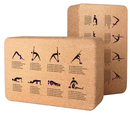 NEXROLA mattoncini yoga 2 pezzi, Aus Naturkork, rutschfest & leicht zu greifen, ideale per Yoga antiscivolo blocco yoga equilibrio supporto pilates cuscino meditazione