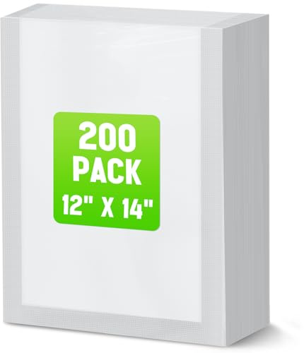 Woanger 200 Count Clear Vacuum Chamber Bags 3 Mil Chamber Sealer Bags 12 x 14 Bpa-free Food Grade Pouches for Vacuum Sealer
