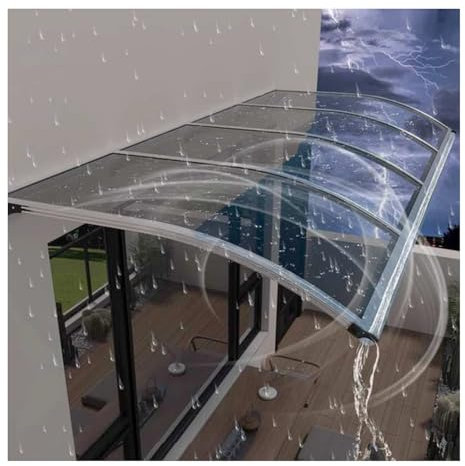 ZHENGQIAN Auvent Marquise de Porte d entrée,Auvent Porte d’Entrée en Polycarbonate,2.5mm,Auvent Marquise d'Entrée de Bloc UV de 99,99%,extrêmement résistant aux intempéries(65x180cm/25.6x71in)