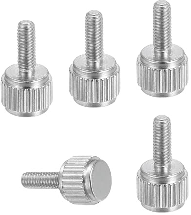 sourcing map 5 Stück M2,5 x 7,5 mm Messschieberschrauben, Edelstahl, Flachkopf-Rändelschrauben, metrisch, gerändelt, Rundkopfschrauben, Griffknöpfe, handfeste Gewindebefestigungen für Messwerkzeug