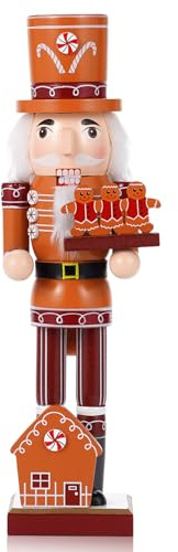 VorFor Casse Noisette Noel Puppe,35cm Figurine, Nutcracker Christmas,Casse Noisette en Bois(Gingerbread House Chef),Décoration De Noël à l'intérieur,Un Excellent Cadeau De