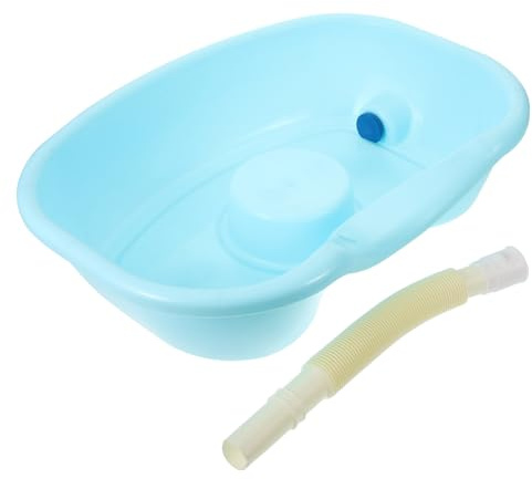 FOMIYES Lavatesta Portatile per Anziani e Ragazzo Ragazza con Tubo Anti-spruzzo, Lavabo in Plastica Abs Leggero per Uso Domestico e Assistenza Post-partum, Vasca Comoda per Pazienti