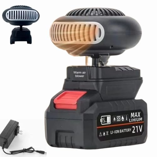 Battery Operated Heater, Battery Powered Heater with Anti Tilt Design, Rechargeable Heaters for Camping, Tent, Tricycles, Office, Car, Golf Cart, Car Window Defogger Long Lasting Quiet (1set)