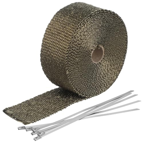 JEWEDECO 6 piezas Cinta Aislante Térmica para Escape Moto con Bridas Inox Resistentes al Calor y Abrasión Protección para Motores y Conductores